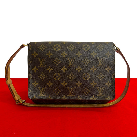 LOUIS VUITTON Shoulder Bag leather Brown Monogram Musette tango