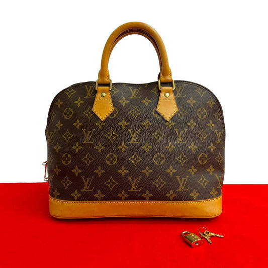 LOUIS VUITTON Handbag leather Brown Monogram Alma PM