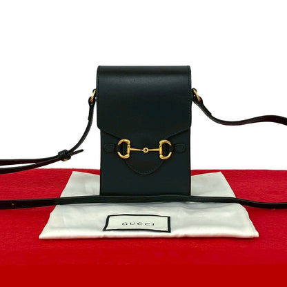 GUCCI Shoulder Bag Calfskin black Horsebit 1955