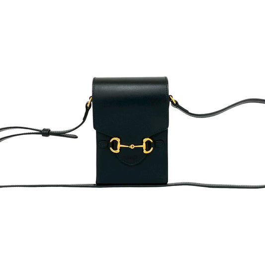 GUCCI Shoulder Bag Calfskin black Horsebit 1955