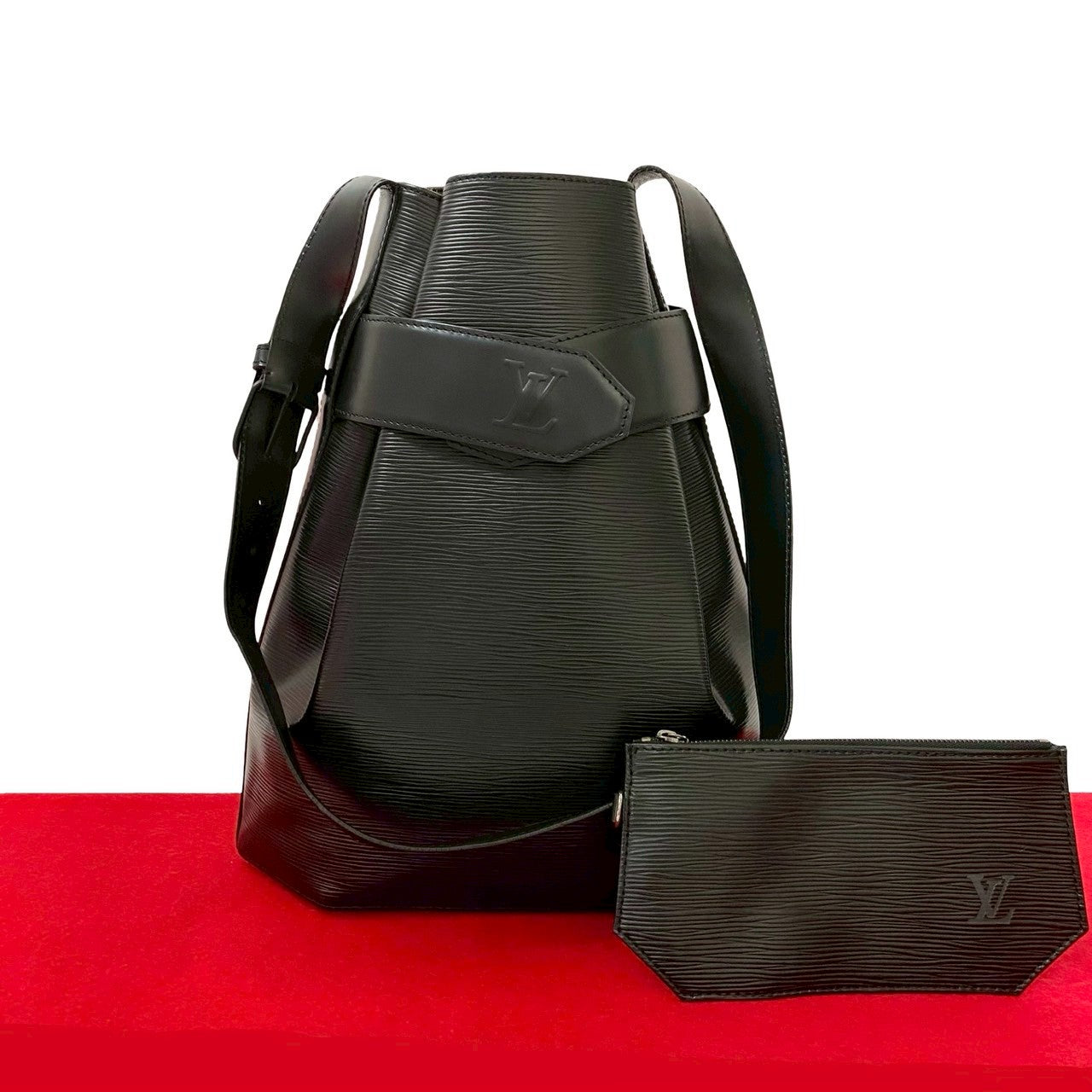 LOUIS VUITTON Shoulder Bag leather black Epi Sac DePaul GM