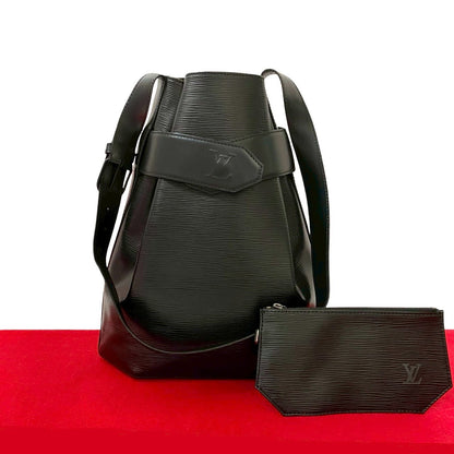 LOUIS VUITTON Shoulder Bag leather black Epi Sac DePaul GM