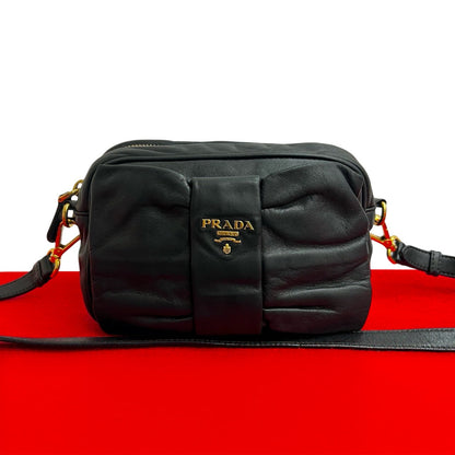 PRADA Shoulder Bag leather black