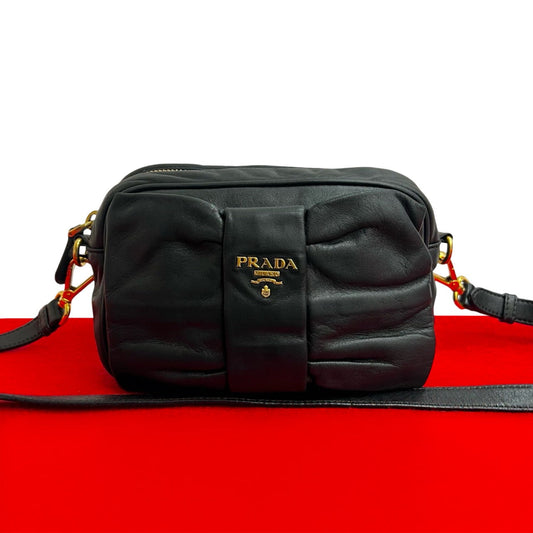 PRADA Shoulder Bag leather black