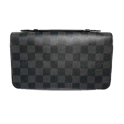 LOUIS VUITTON business bag N41503 Damier Grafitto Canvas Graphite Long Wallet Purse Damier Grafitte Zippy XL mens Used Authentic