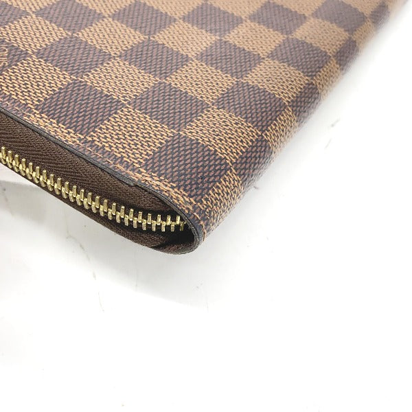 LOUIS VUITTON Long Wallet Purse N41661 Damier canvas Brown Zip Around Damier Zippy wallet unisex(Unisex) Used Authentic