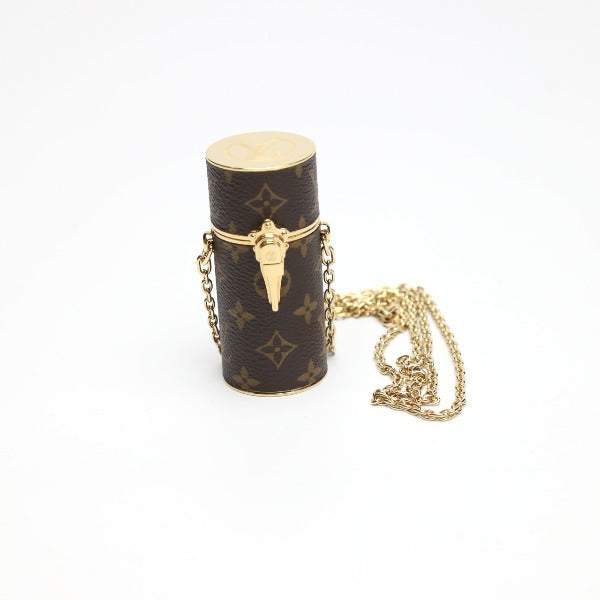 LOUIS VUITTON charm MP2406 Monogram canvas, metal Brown Accessories Lipstick case Women Used Authentic