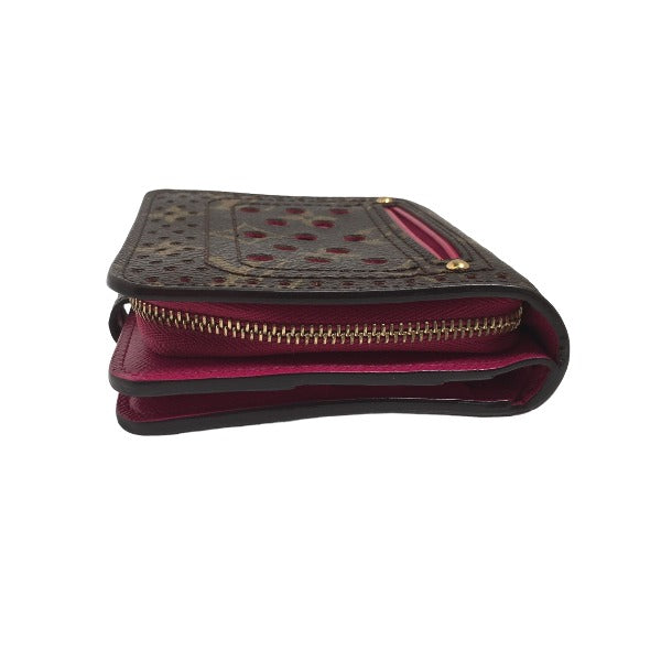 LOUIS VUITTON Bifold Wallet M95188 Monogram Perfo Fuchsia Zip Around Monogram Perfo Two fold wallet Women Used Authentic