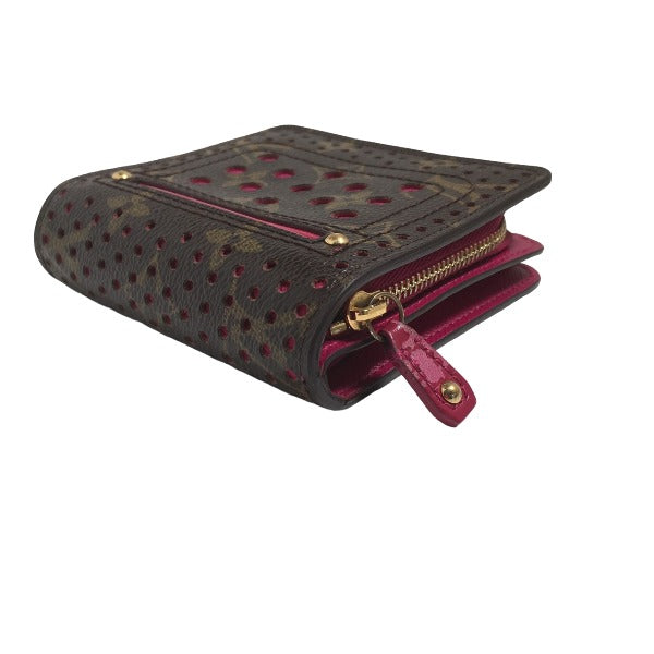 LOUIS VUITTON Bifold Wallet M95188 Monogram Perfo Fuchsia Zip Around Monogram Perfo Two fold wallet Women Used Authentic