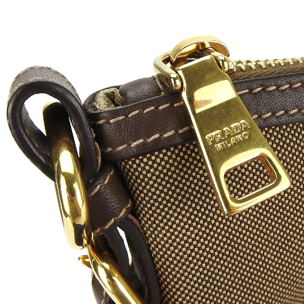 PRADA Shoulder Bag Canvas, Leather beige Women Used Authentic