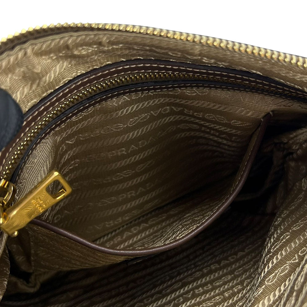 PRADA Shoulder Bag Canvas, Leather beige Women Used Authentic