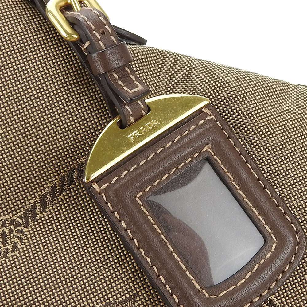 PRADA Shoulder Bag Canvas, Leather beige Women Used Authentic