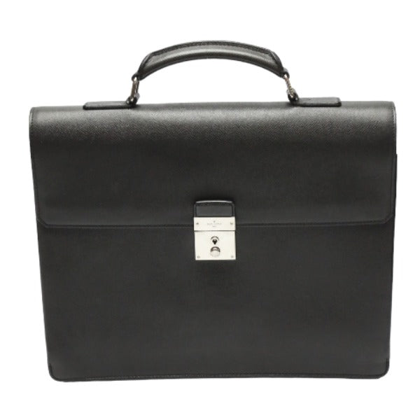 LOUIS VUITTON Business bag M32752 Taiga Leather black Briefcase Taiga Aldoise mens Used Authentic