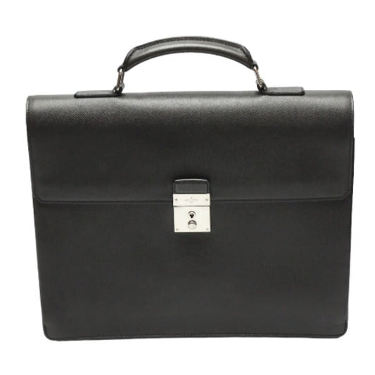 LOUIS VUITTON Business bag M32752 Taiga Leather black Briefcase Taiga Aldoise mens Used Authentic
