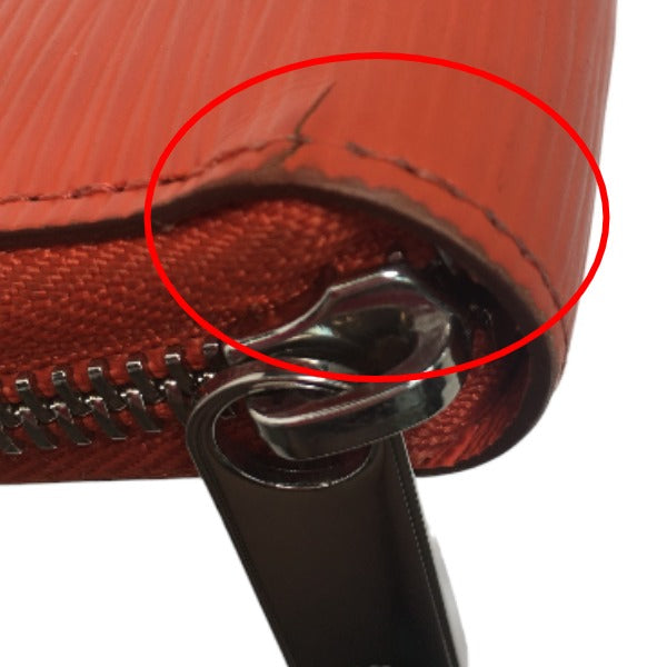 LOUIS VUITTON Long Wallet Purse M60310 Epi Leather Orange Zip Around Epi Zippy wallet Women Used Authentic