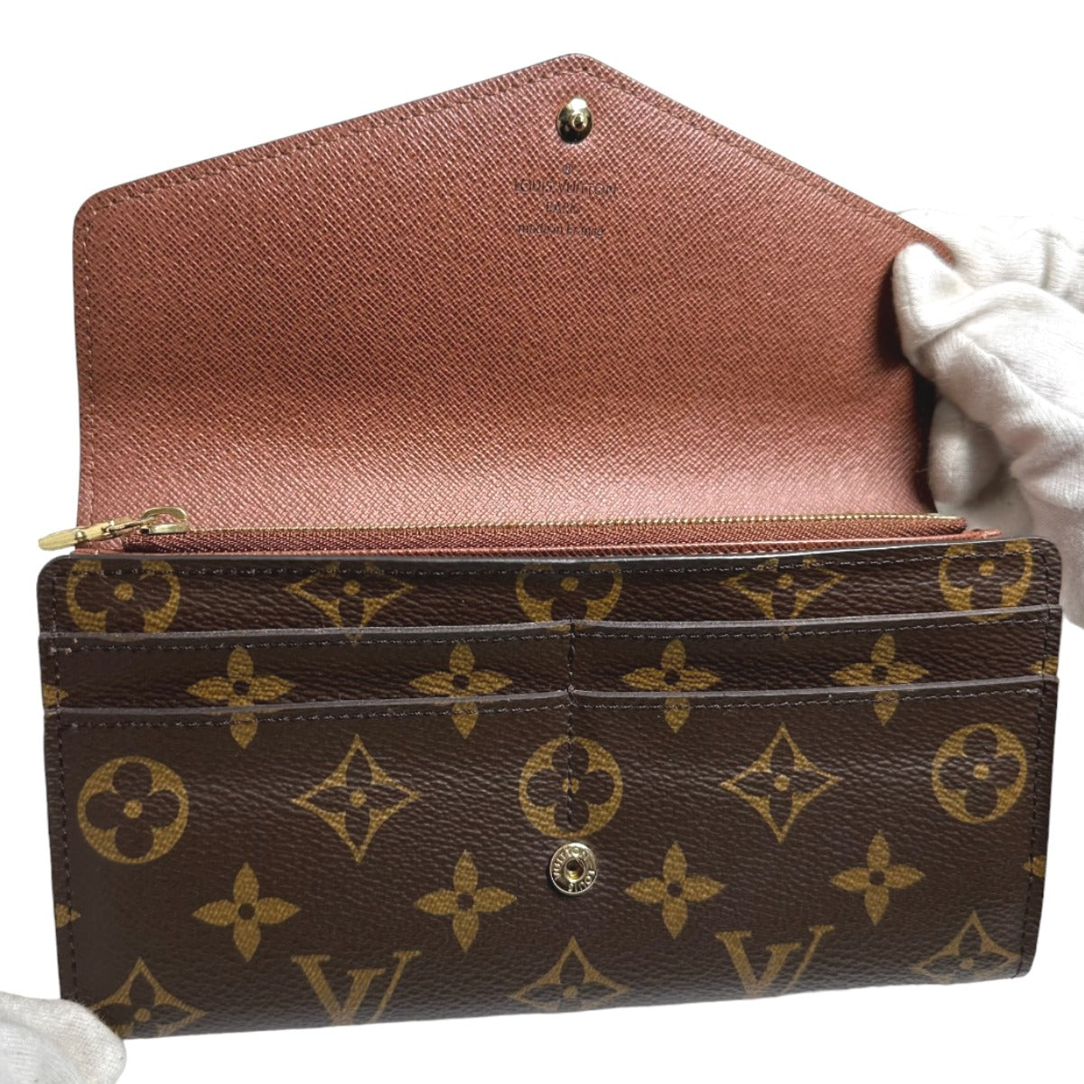LOUIS VUITTON Long Wallet Purse M60531 Monogram canvas Brown Wallet Monogram Portefeuille Sara unisex(Unisex) Used Authentic