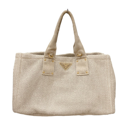 PRADA Tote Bag canvas beige 2WAY bag canvas Canapa Women Used Authentic