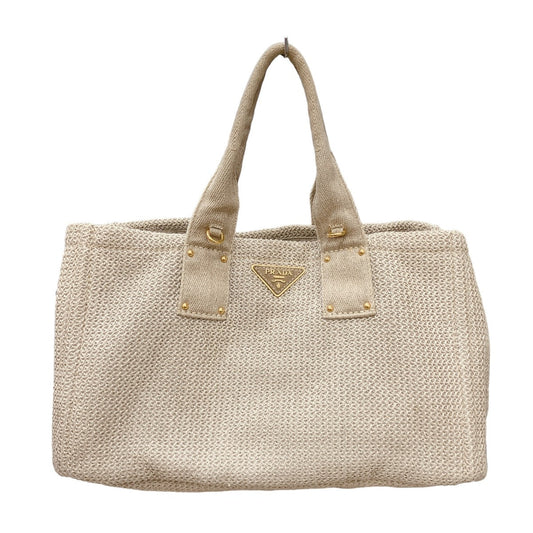 PRADA Tote Bag canvas beige 2WAY bag canvas Canapa Women Used Authentic