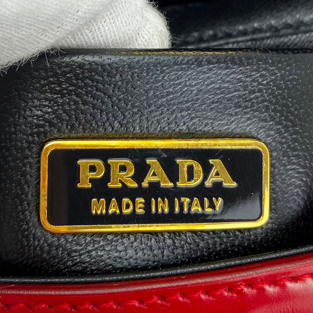 PRADA Handbag BN1670 Calfskin Red Women Used Authentic