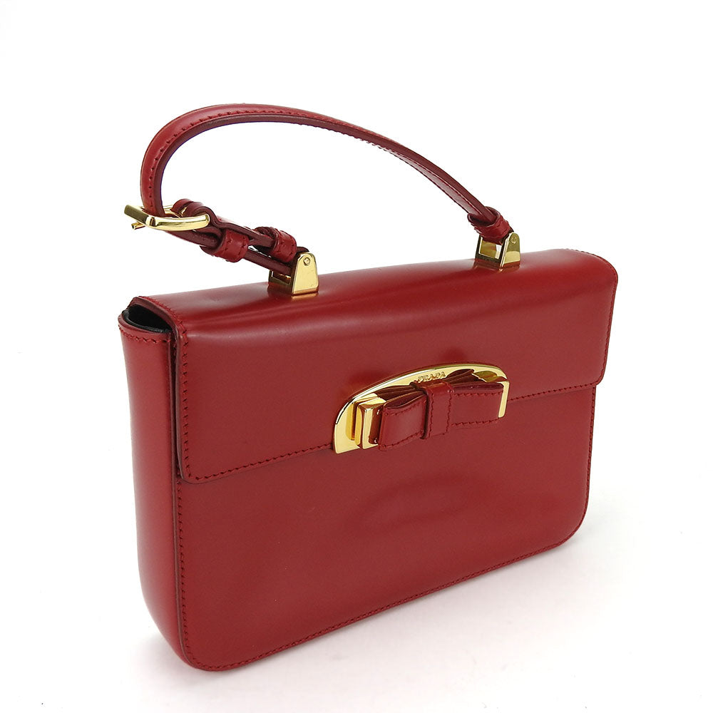 PRADA Handbag BN1670 Calfskin Red Women Used Authentic