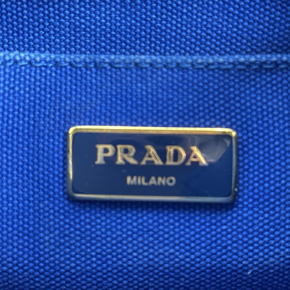 PRADA Tote Bag B2439G denim blue Shoulder Bag tote mini Canapa Women Used Authentic