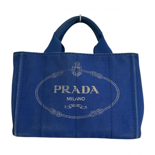 PRADA Tote Bag B2439G denim blue Shoulder Bag tote mini Canapa Women Used Authentic