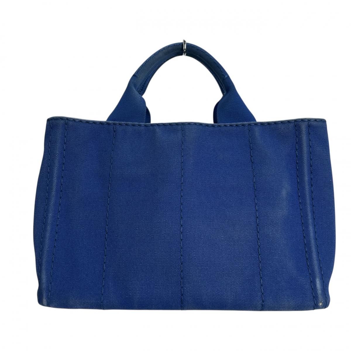 PRADA Tote Bag B2439G denim blue Shoulder Bag tote mini Canapa Women Used Authentic