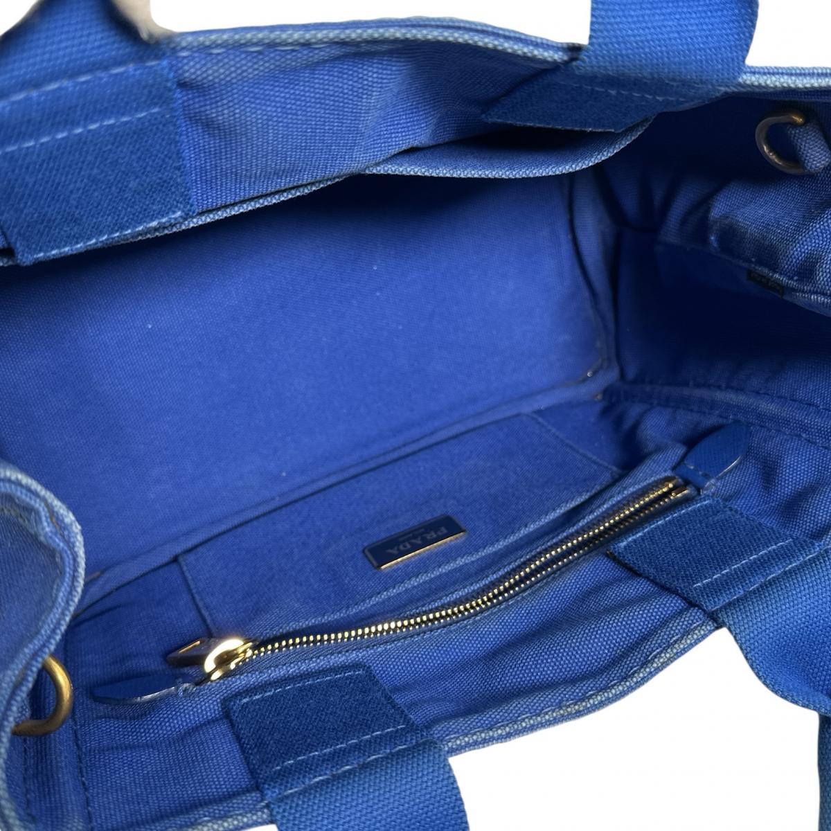 PRADA Tote Bag B2439G denim blue Shoulder Bag tote mini Canapa Women Used Authentic