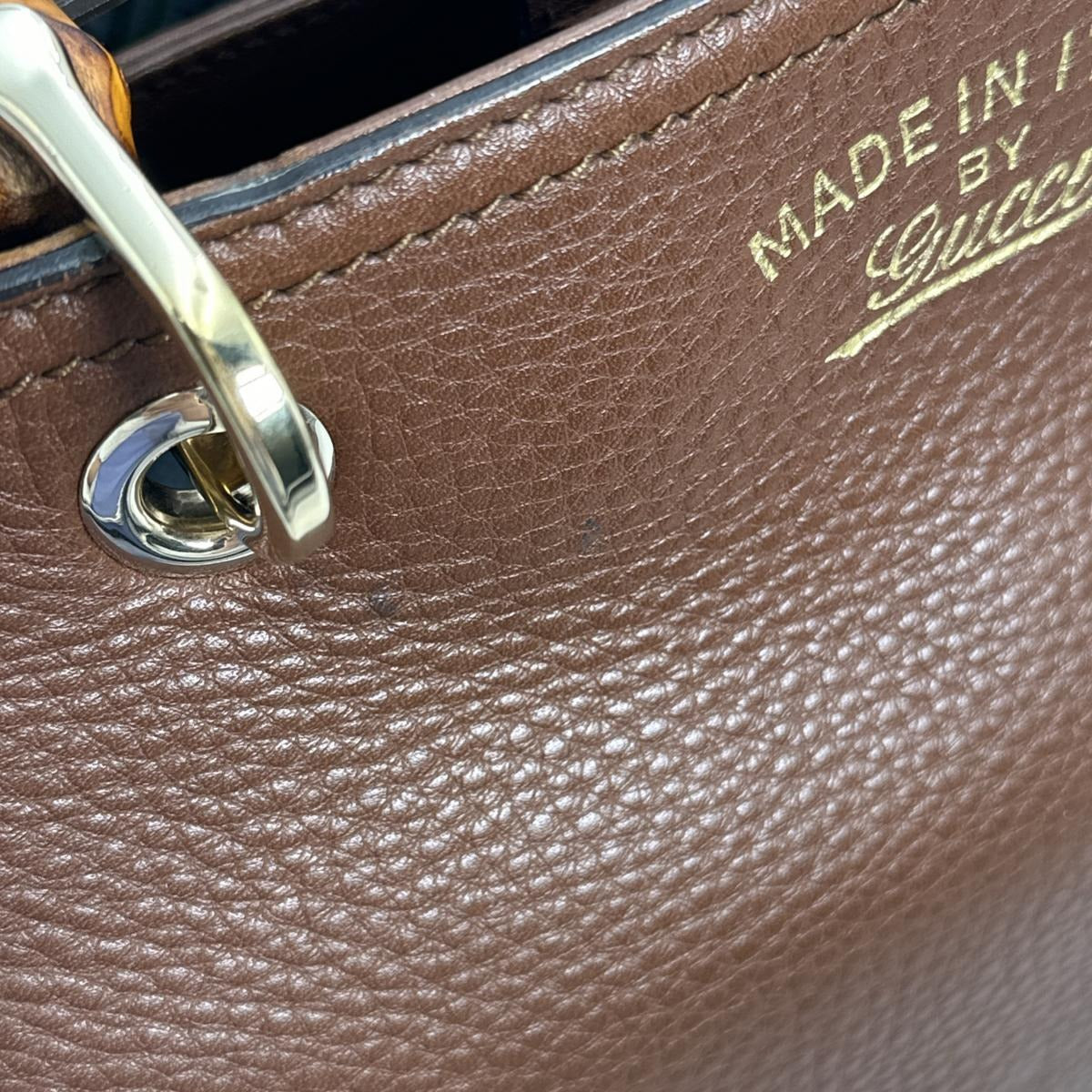 GUCCI Handbag 336032 Leather, Bamboo Brown leather 2 way bag