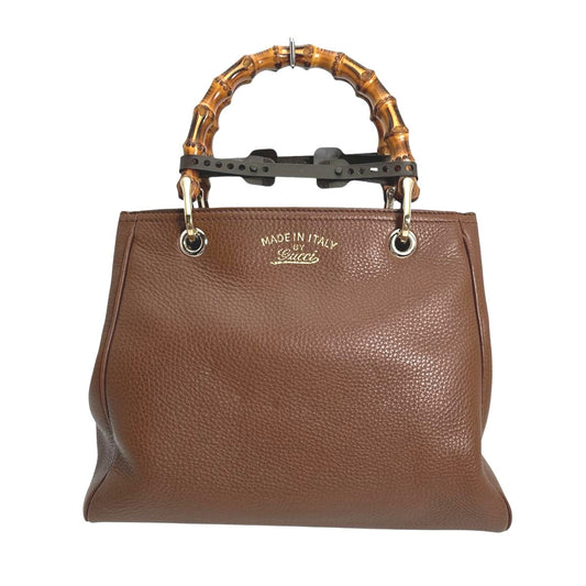 GUCCI Handbag 336032 Leather, Bamboo Brown leather 2 way bag