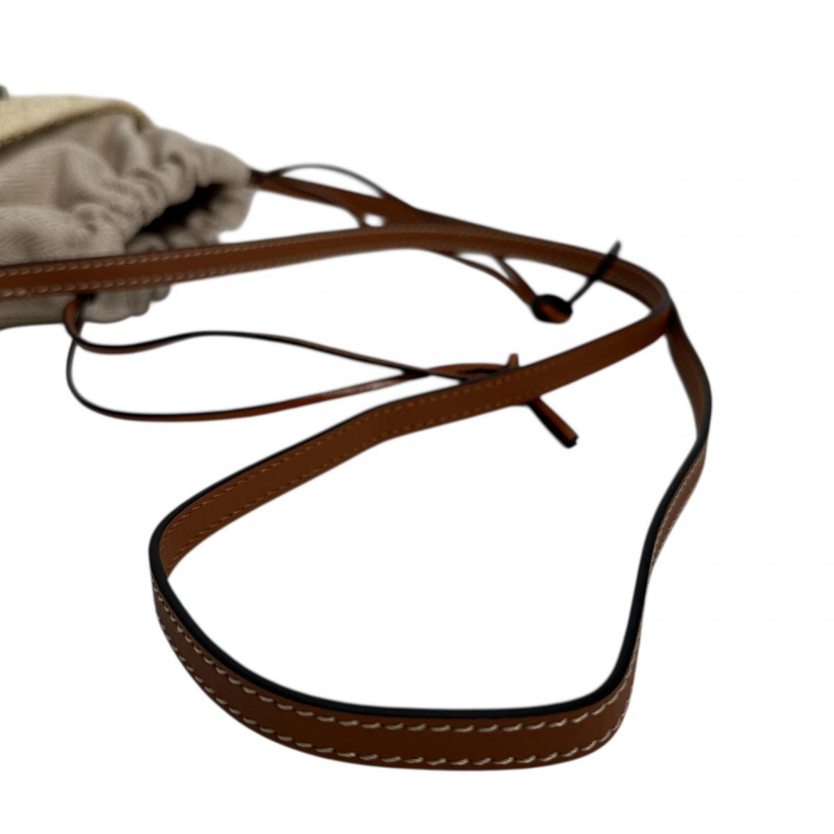 LOEWE Shoulder Bag Calfskin beige Crossbody Carry Irakayashi & Calfskin Square pocket Women Used Authentic