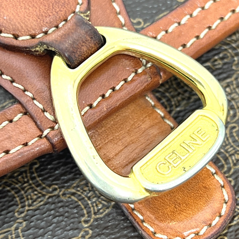 CELINE Shoulder Bag PVC / Leather Brown Macadam