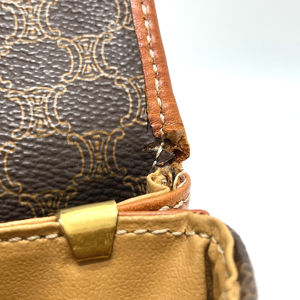 CELINE Shoulder Bag PVC / Leather Brown Macadam