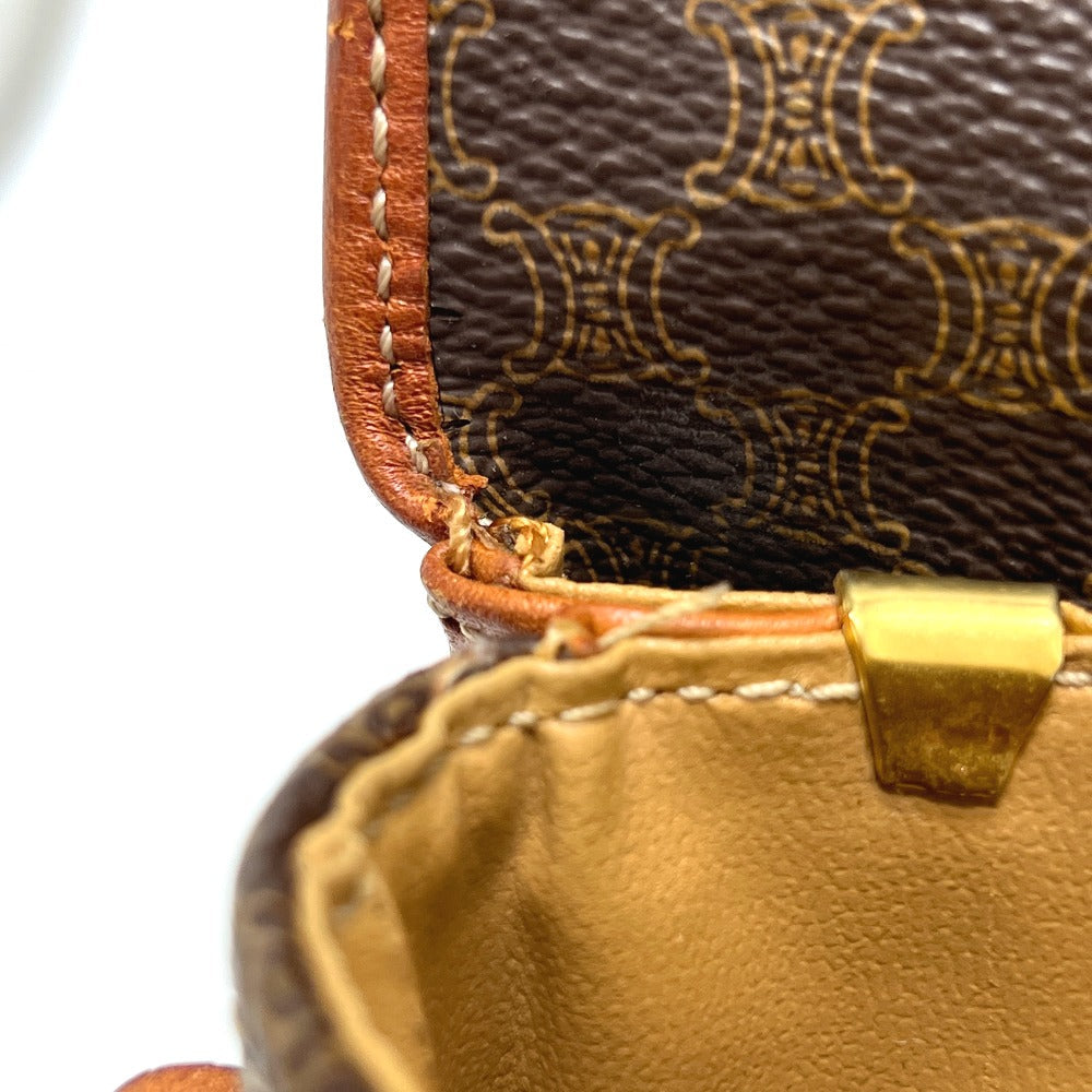 CELINE Shoulder Bag PVC / Leather Brown Macadam