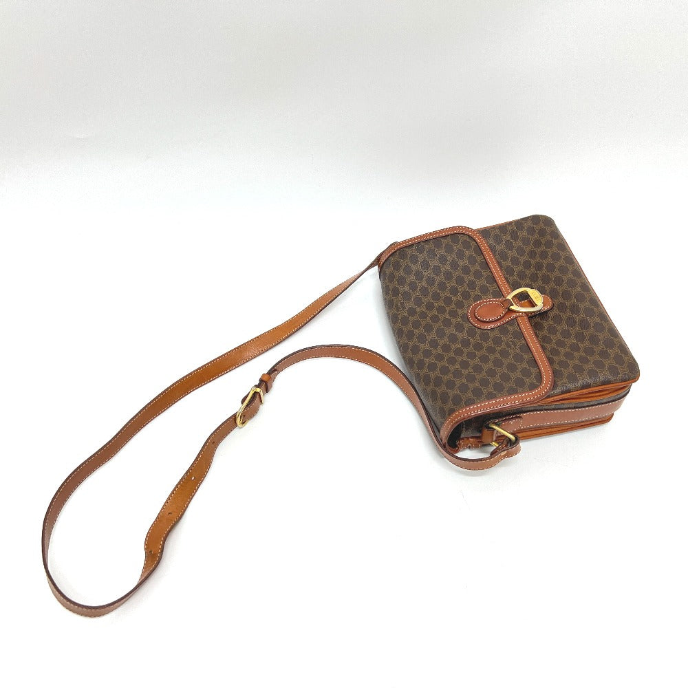 CELINE Shoulder Bag PVC / Leather Brown Macadam