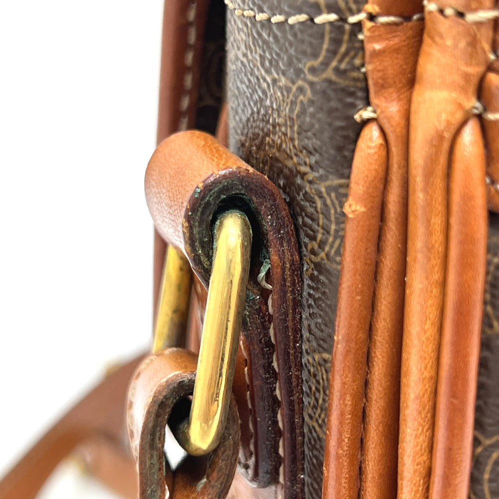 CELINE Shoulder Bag PVC / Leather Brown Macadam