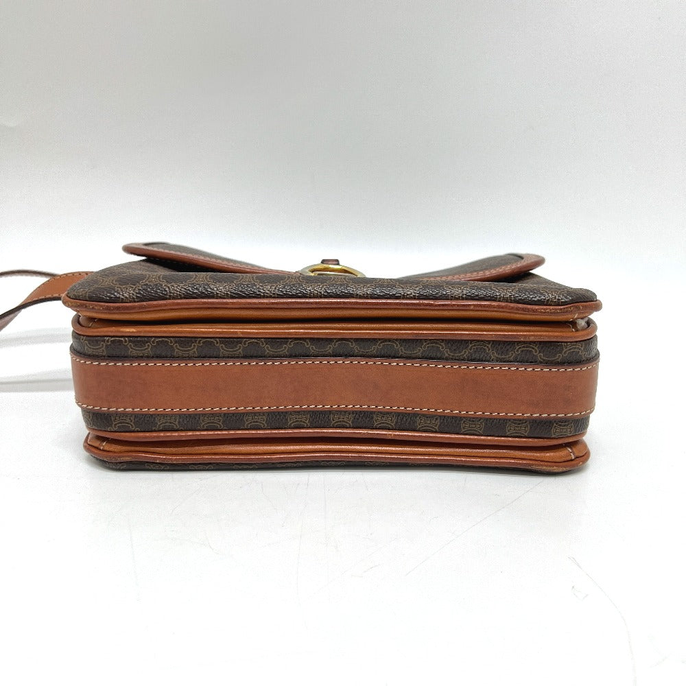 CELINE Shoulder Bag PVC / Leather Brown Macadam