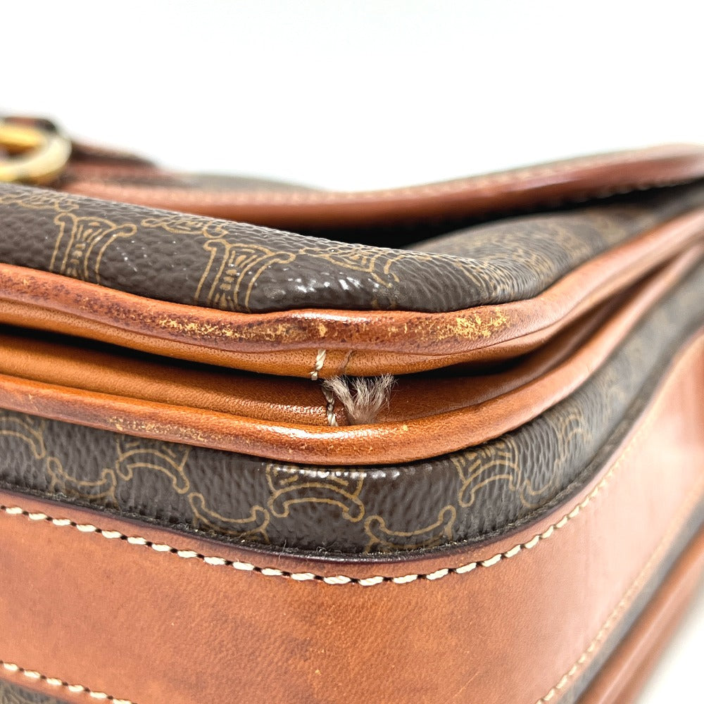 CELINE Shoulder Bag PVC / Leather Brown Macadam