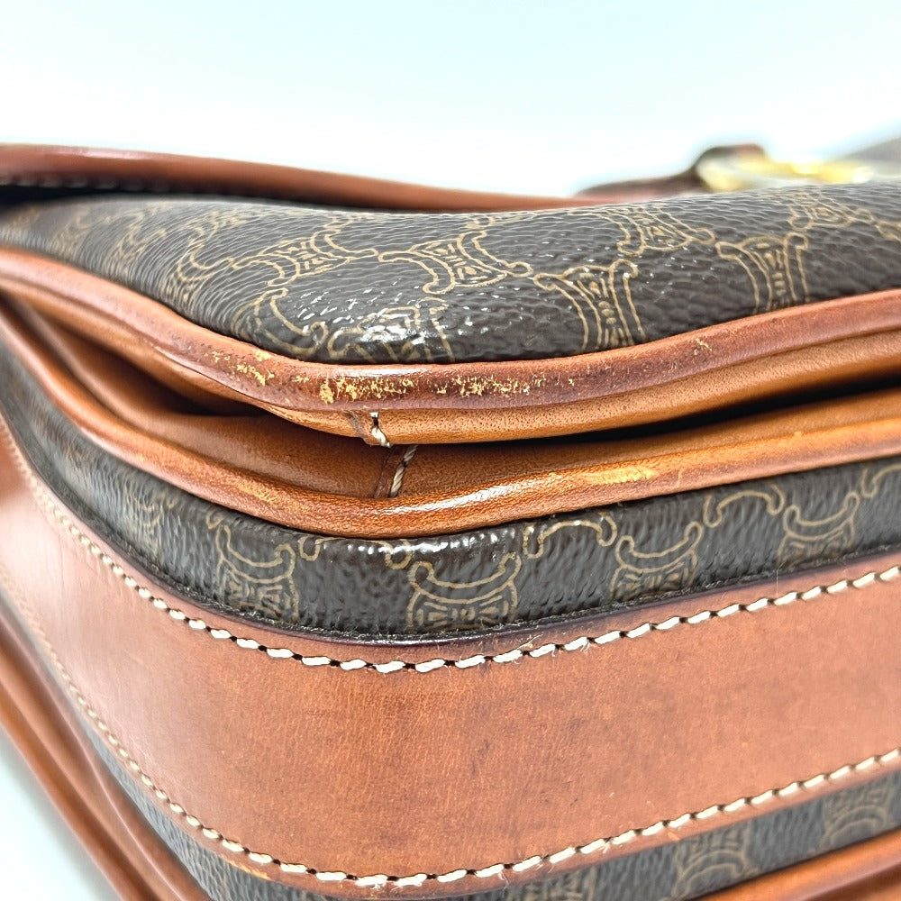 CELINE Shoulder Bag PVC / Leather Brown Macadam