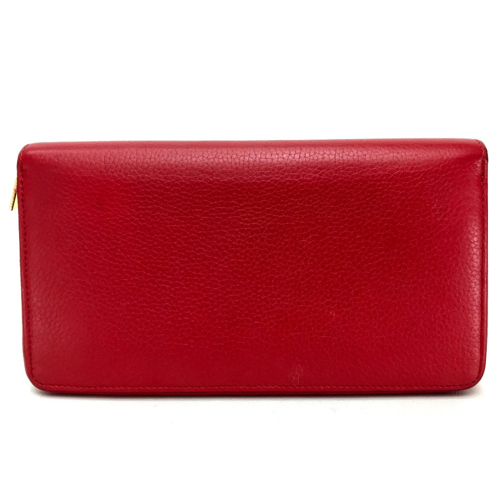 CELINE Long Wallet Purse leather Red Large zipped wallet Women Used Authentic