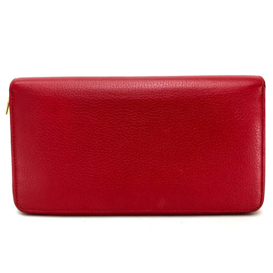 CELINE Long Wallet Purse leather Red Large zipped wallet Women Used Authentic