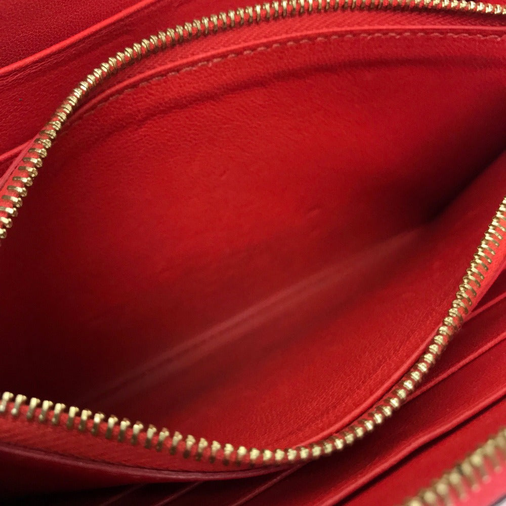 CELINE Long Wallet Purse leather Red Large zipped wallet Women Used Authentic