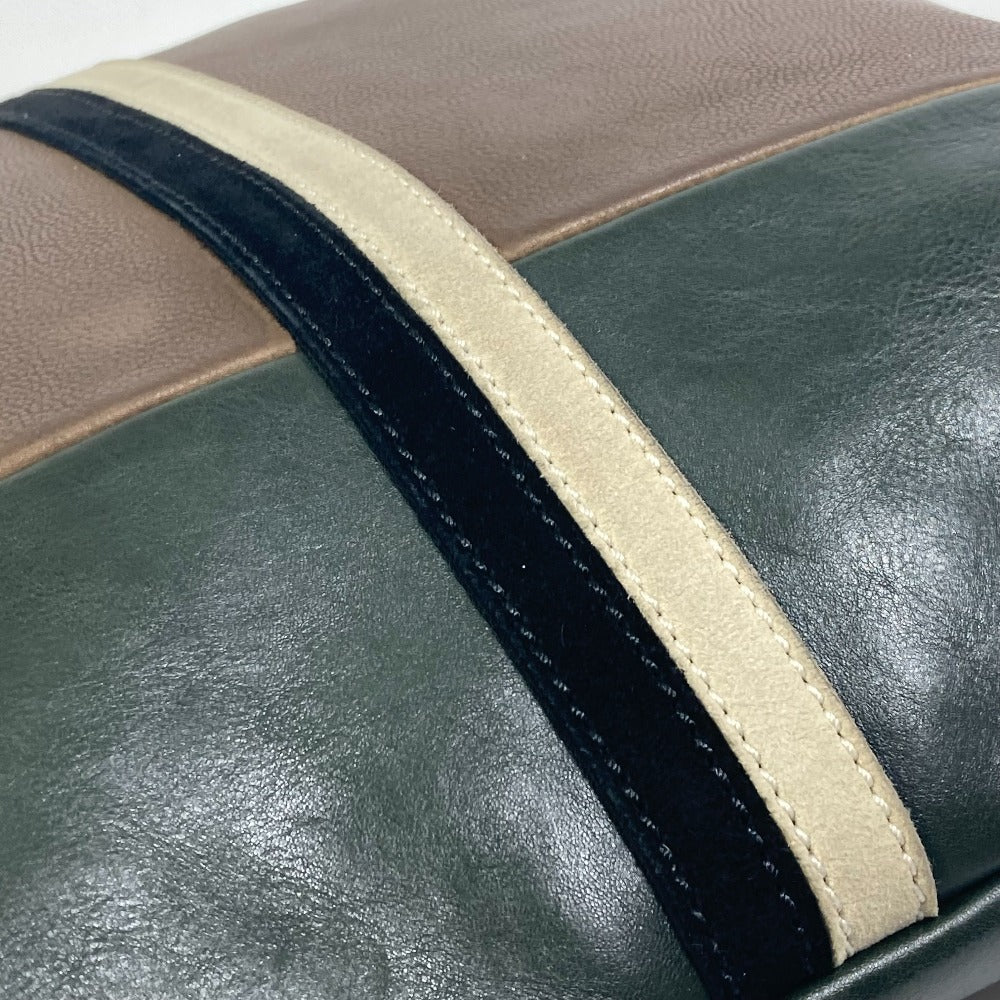 CELINE Shoulder Bag leather Brown bicolor stripes Tote Bag