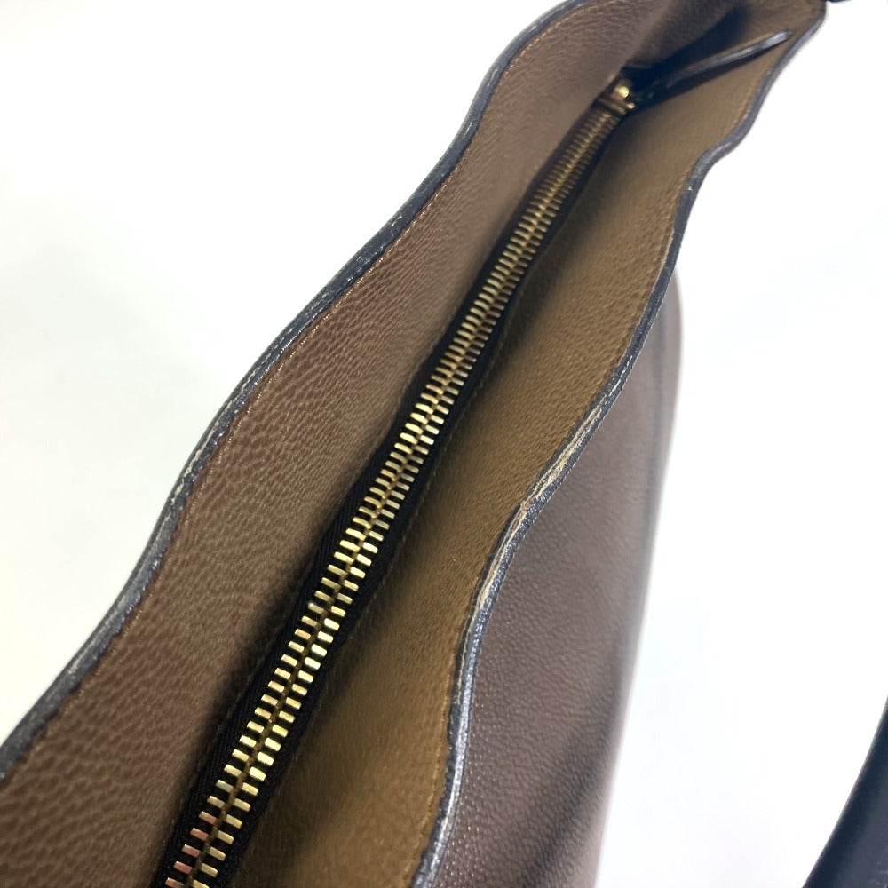 CELINE Shoulder Bag leather Brown bicolor stripes Tote Bag