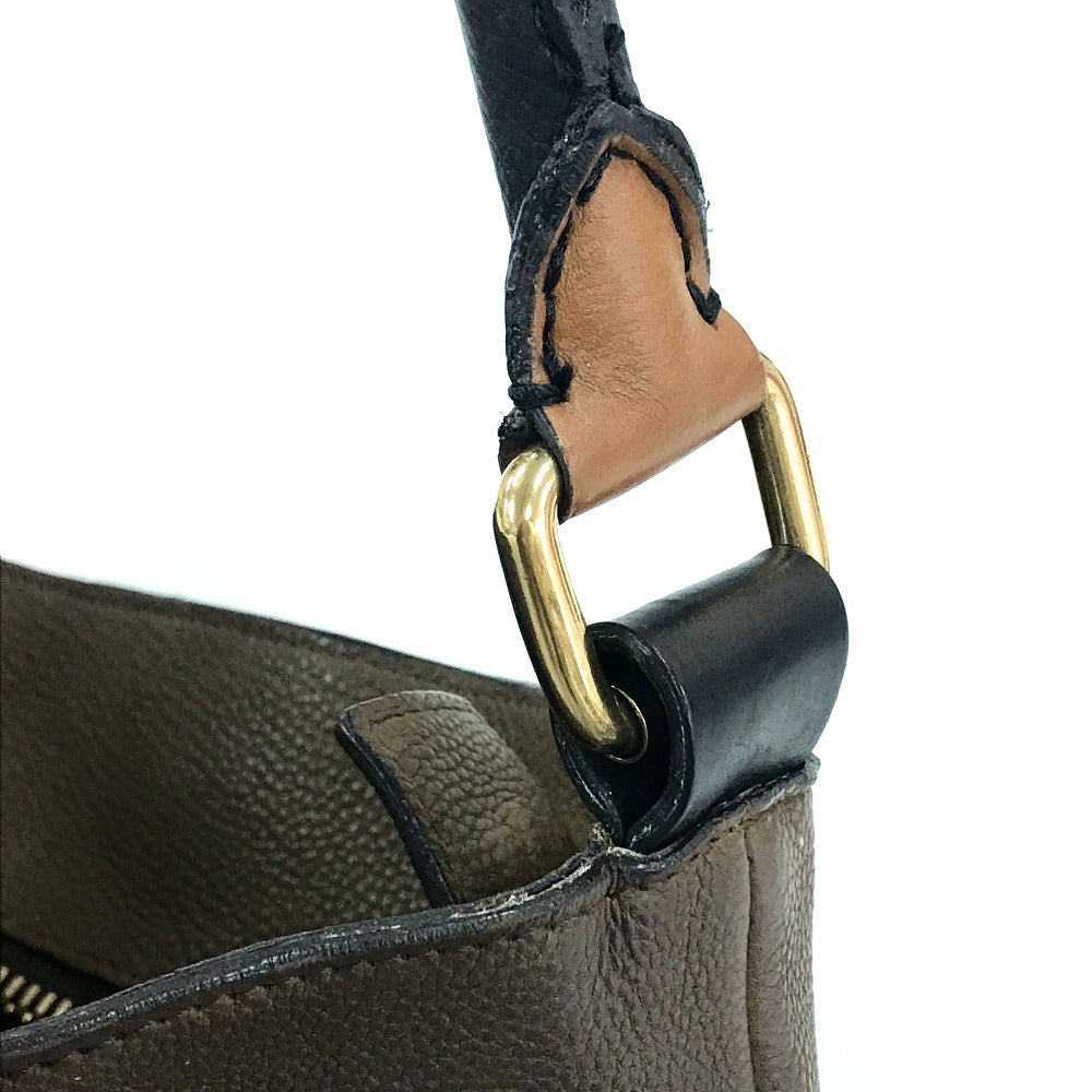 CELINE Shoulder Bag leather Brown bicolor stripes Tote Bag