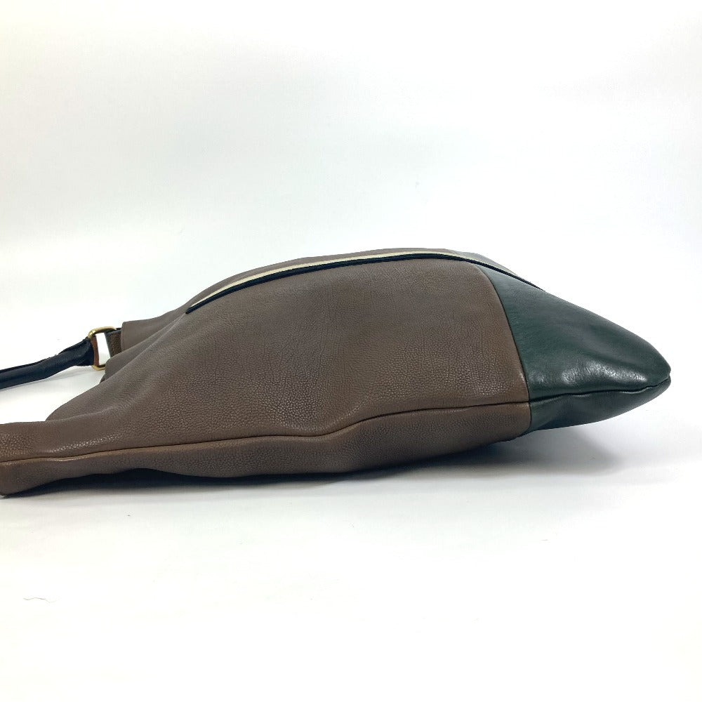 CELINE Shoulder Bag leather Brown bicolor stripes Tote Bag