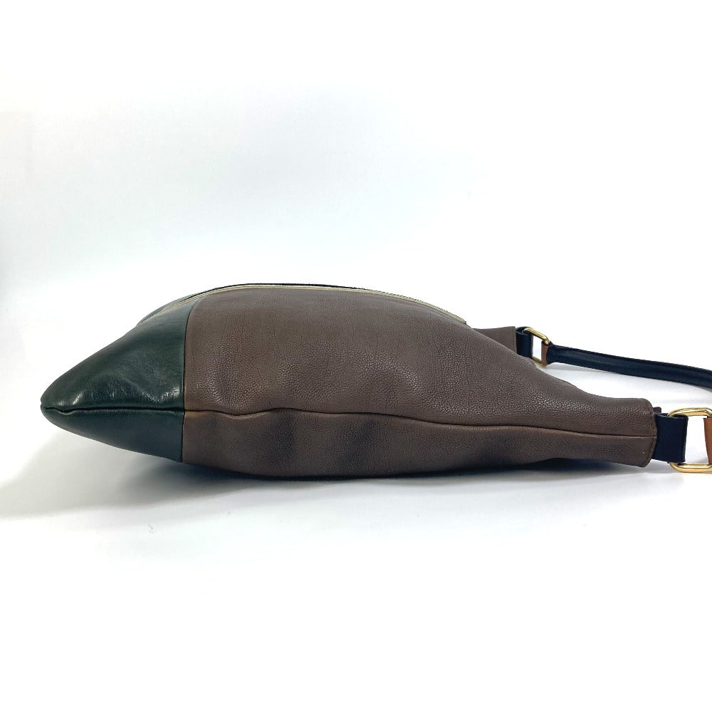 CELINE Shoulder Bag leather Brown bicolor stripes Tote Bag