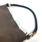 CELINE Shoulder Bag leather Brown bicolor stripes Tote Bag