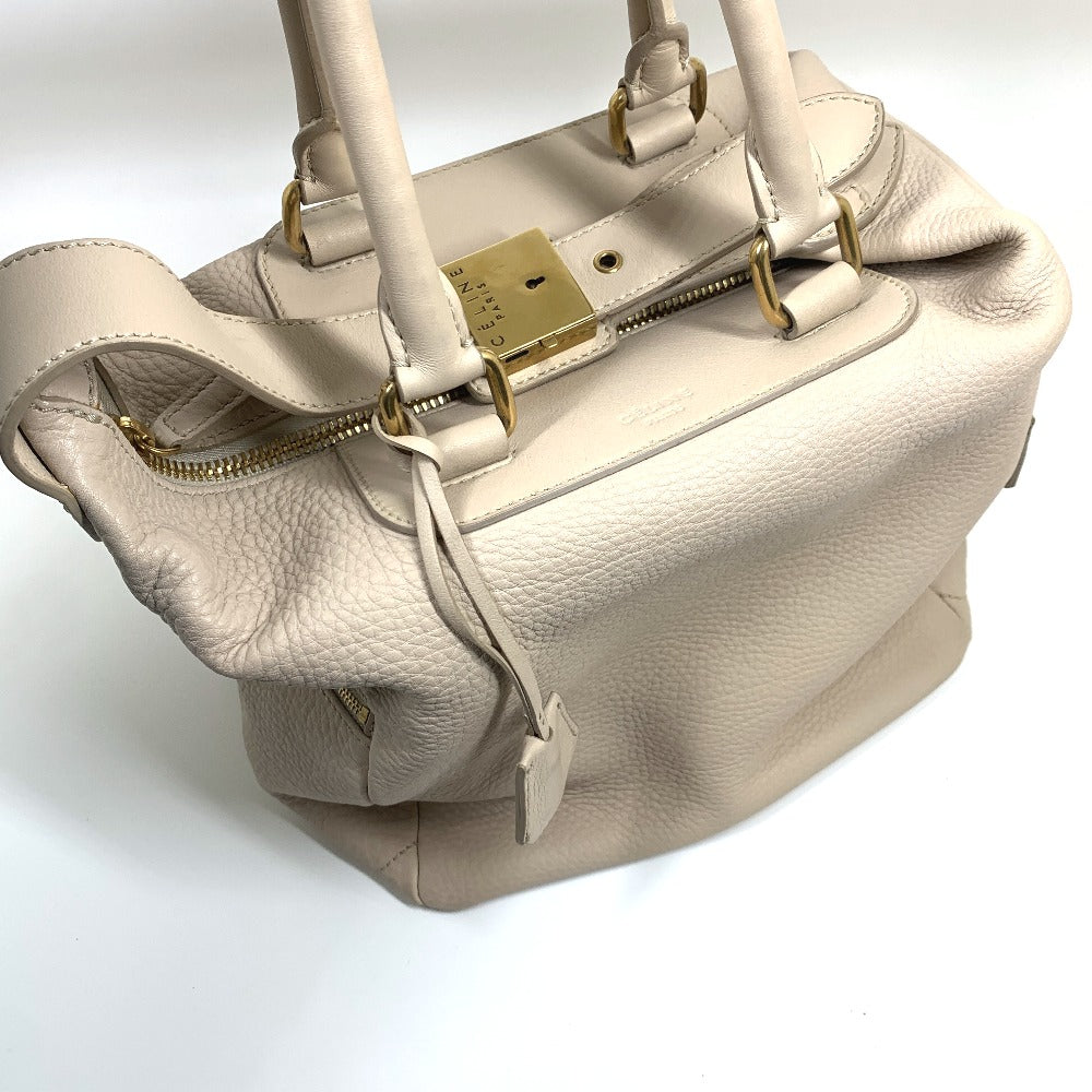 CELINE Handbag leather beige Old logo Mini Boston