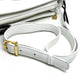 CELINE Shoulder Bag leather White x black Ribbon motif Women Used Authentic